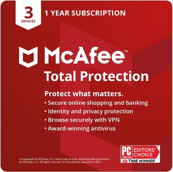McAfee Total Protection | 3 Device | Antivirus Internet Security Software