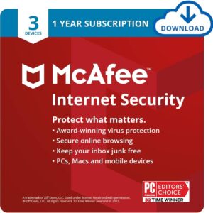 McAfee Internet Security | 3 Device | Antivirus Software