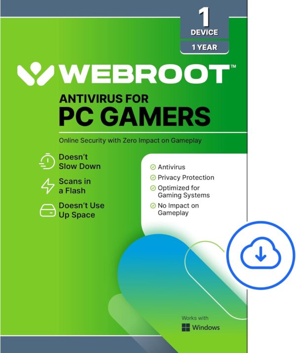 Webroot Antivirus for PC Gamers 2025 | 1 Device