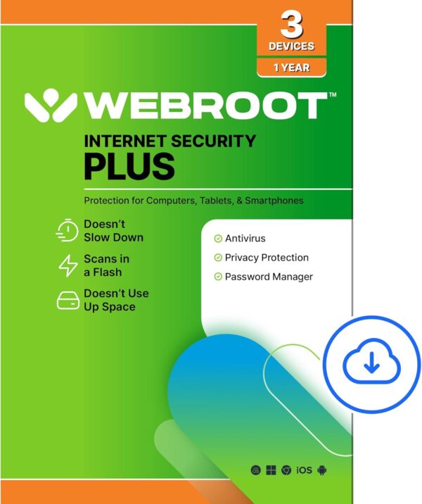 Webroot Internet Security Plus | Antivirus Software 2025 | 3 Device