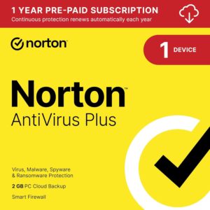 Norton AntiVirus Plus 2025, Antivirus software for 1 Device with Auto-Renewal