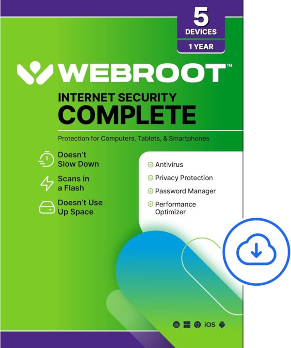 Webroot Internet Security Complete | Antivirus Software 2025 | 5 Device