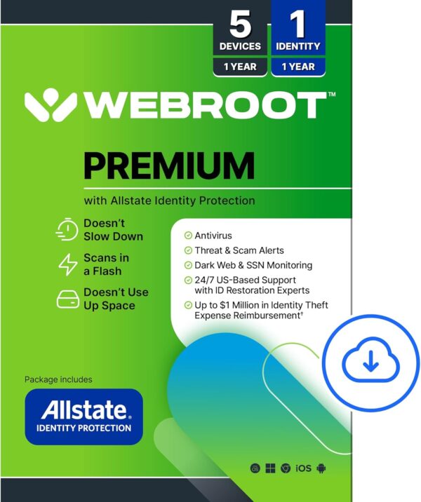 Webroot Premium 2025 with Allstate Identity Protection | 5 Device - Image 2